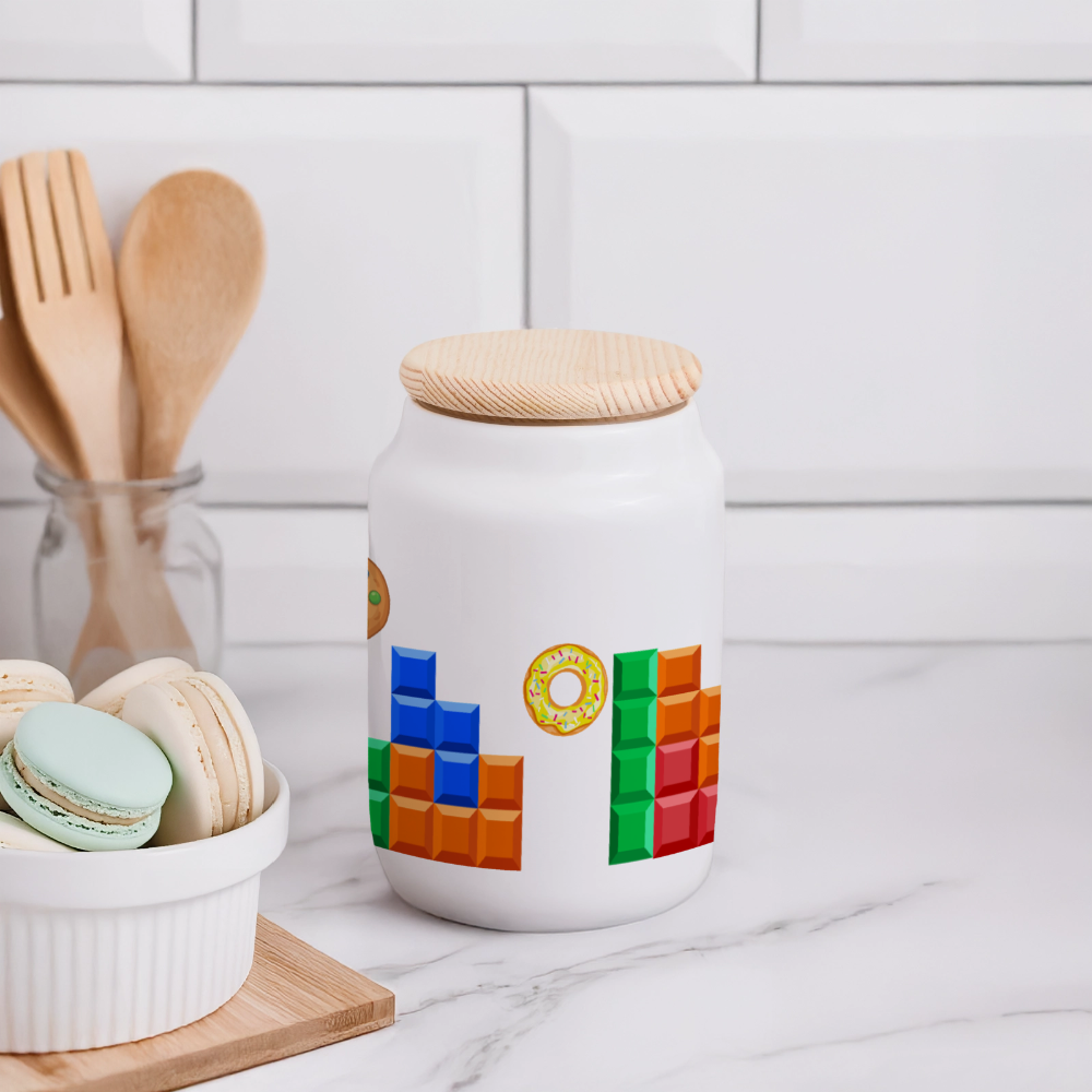 Gaming Proviant -  Keksdose mit Holzdeckel - Weiß