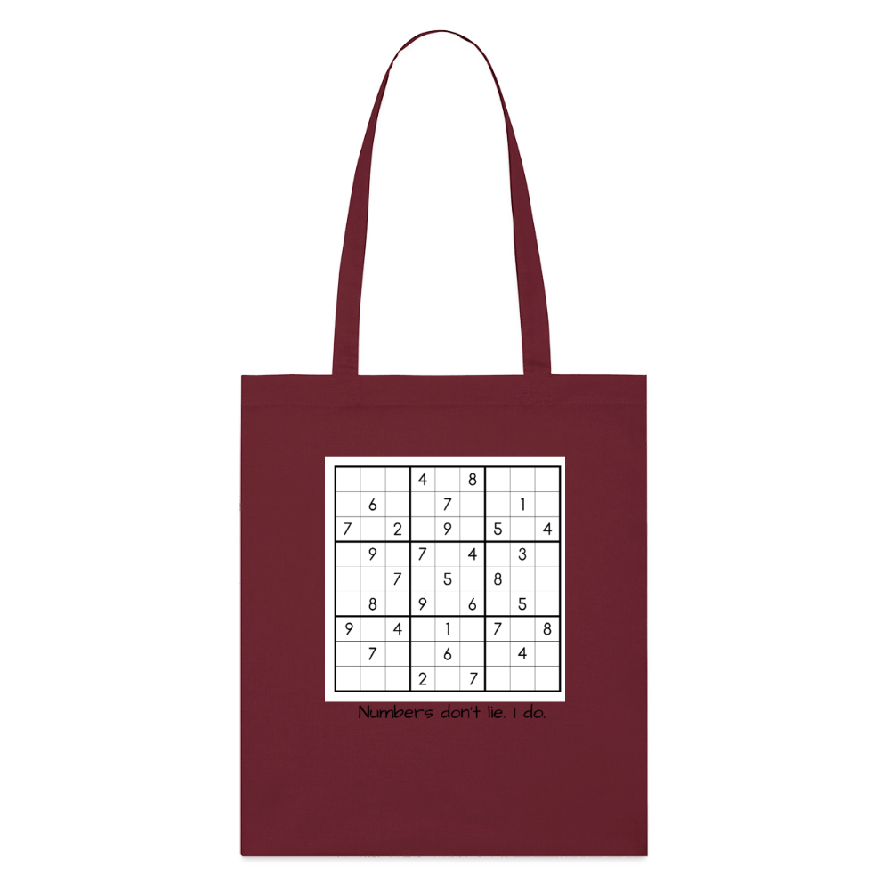 Sudoku Liar, Stoffbeutel aus Bio-Baumwolle - burgundy