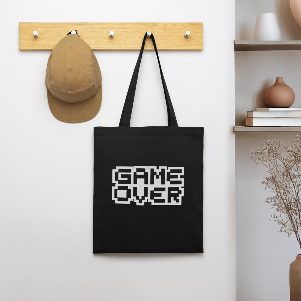 "GAME OVER"-Retro, Stoffbeutel aus Bio-Baumwolle - black