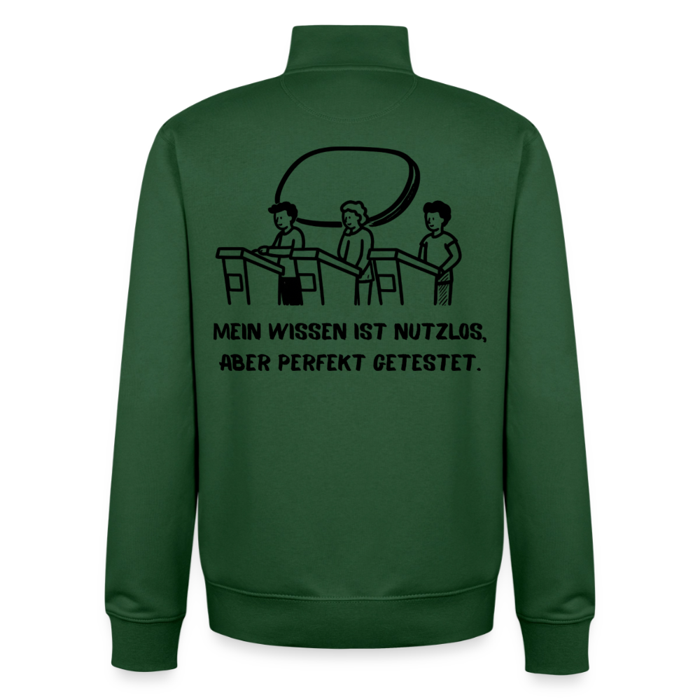 Quiz-Nerd, unisex Sweatshirt-Jacke, aus Bio-Baumwollgemisch - bottle green