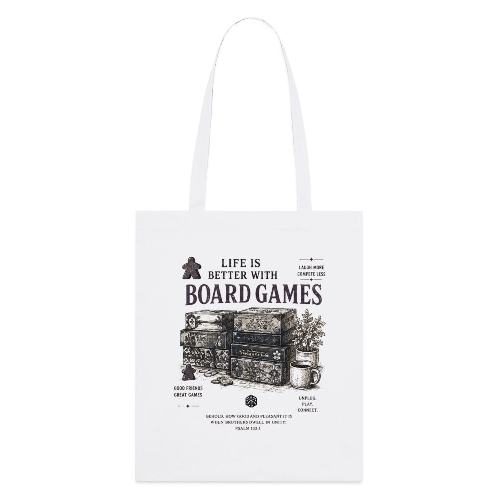 Life Is Better With Board Games, Stoffbeutel aus Bio-Baumwolle - Weiß