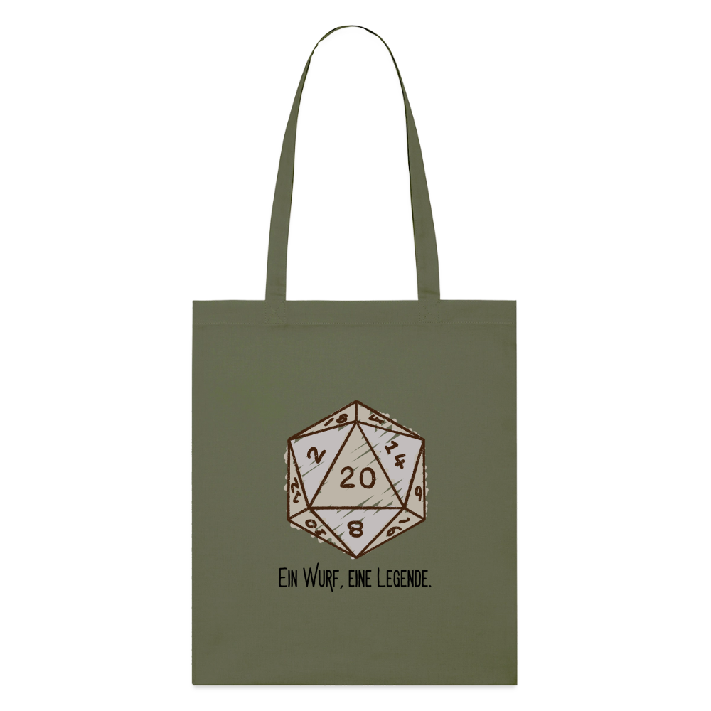 D20-Legende, Stoffbeutel aus Bio-Baumwolle - khaki