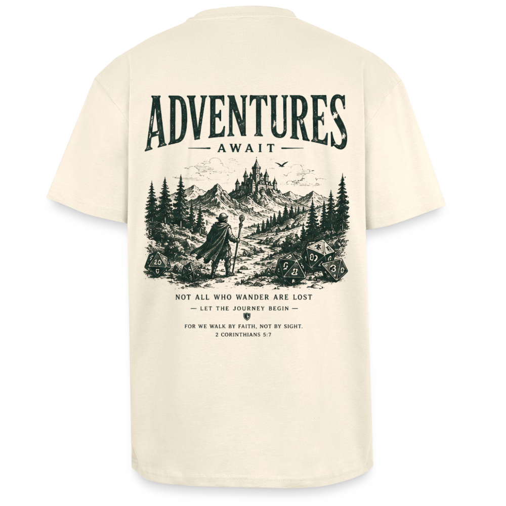 Adventure Await, unisex Oversized T-Shirt - Creme