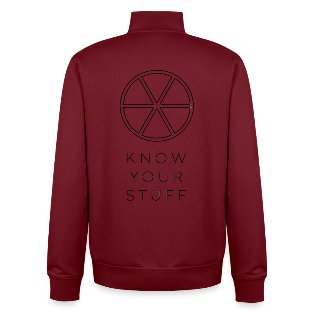 Know your Stuff, unisex Sweatshirt-Jacke aus Bio-Baumwollgemisch - burgundy