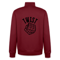 Zauberwürfel-Twist, unisex Sweatshirt-Jacke aus Bio-Baumwollgemisch - burgundy