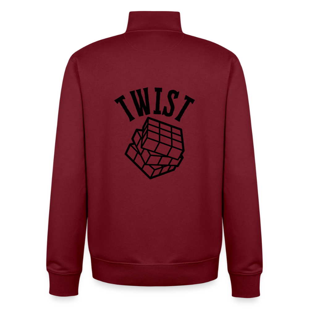 Zauberwürfel-Twist, unisex Sweatshirt-Jacke aus Bio-Baumwollgemisch - burgundy