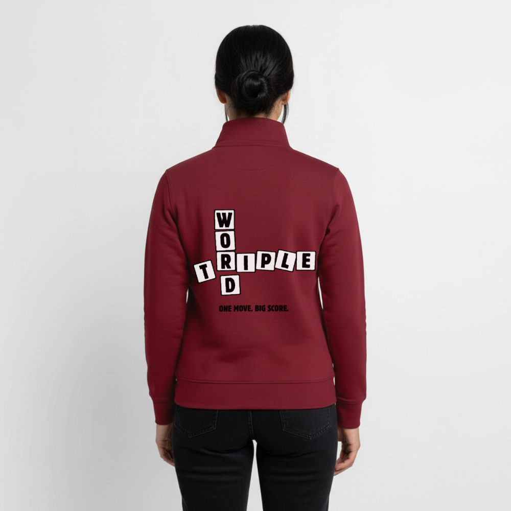 Every Letter Counts, unisex Sweatshirt-Jacke aus Bio-Baumwollgemisch - burgundy