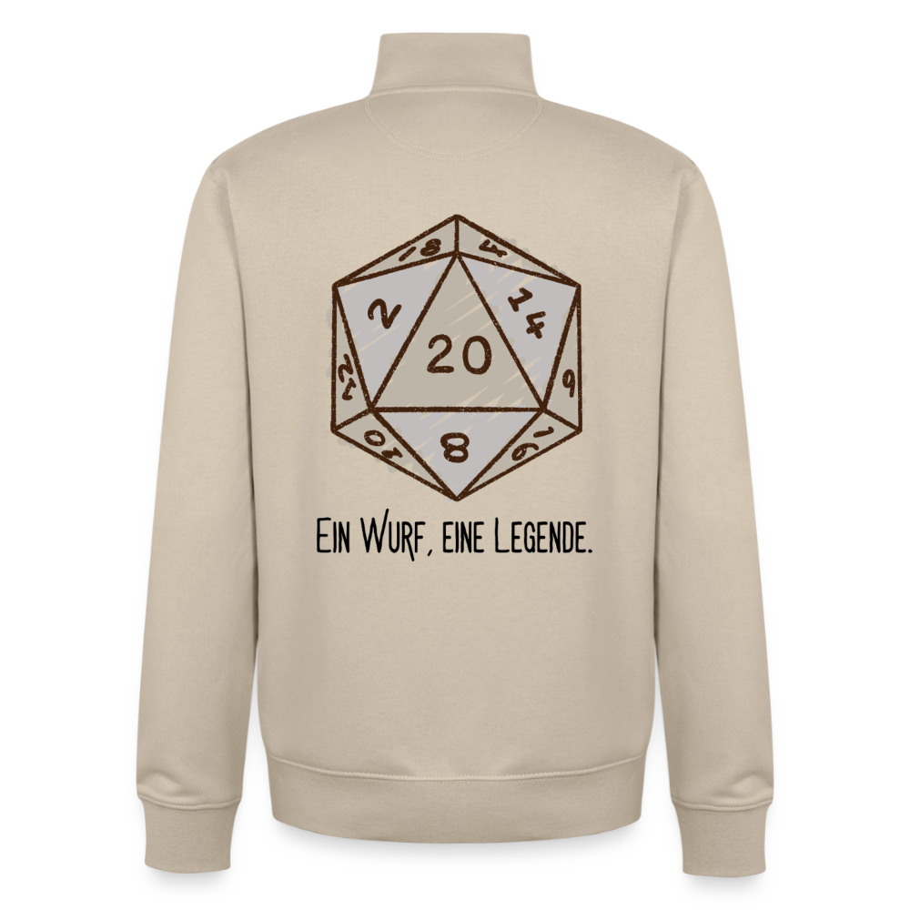 D20-Legende, unisex Sweatshirt-Jacke aus Bio-Baumwollgemisch - desert dust
