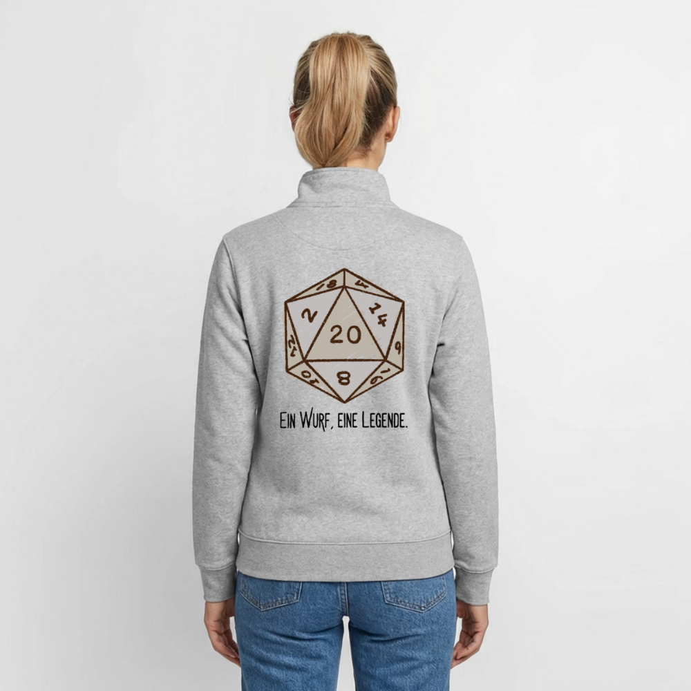 D20-Legende, unisex Sweatshirt-Jacke aus Bio-Baumwollgemisch - heather grey