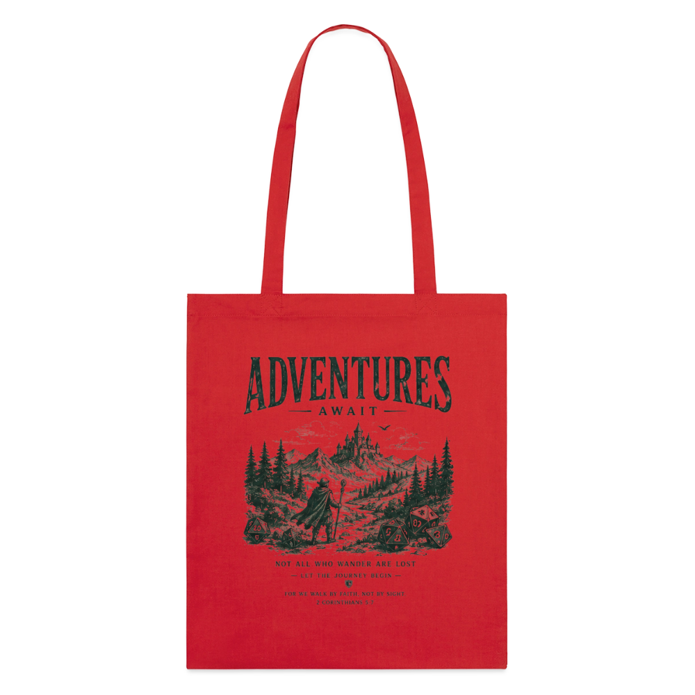 Adventures Await, Stoffbeutel aus Bio-Baumwolle - Rot