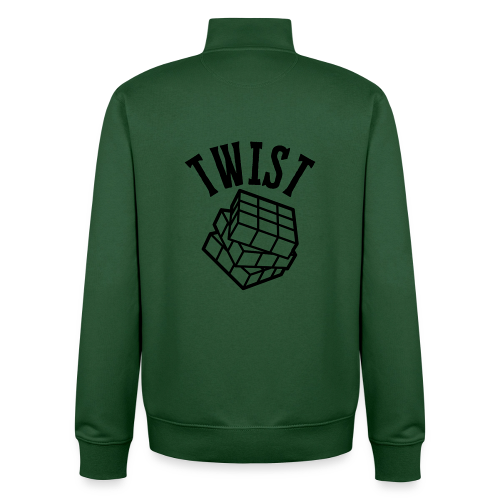 Zauberwürfel-Twist, unisex Sweatshirt-Jacke aus Bio-Baumwollgemisch - bottle green