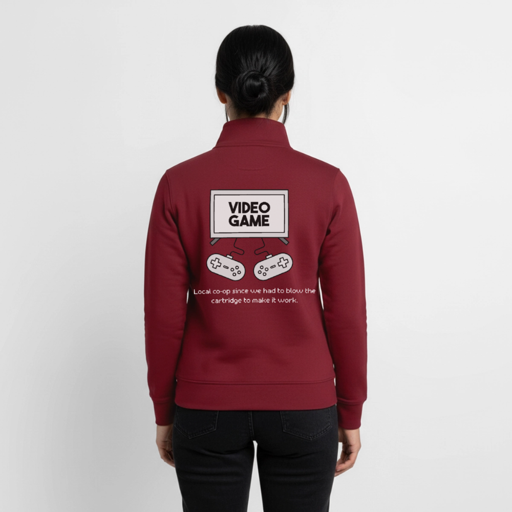 Blow the Cartridge, unisex Sweatshirt-Zipper aus Bio-Baumwollgemisch - burgundy