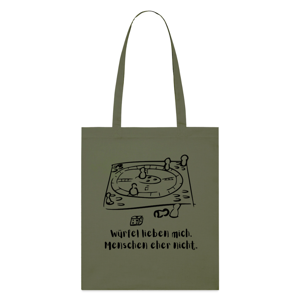 Würfel-Liebe. Stoffbeutel aus Bio-Baumwolle - khaki