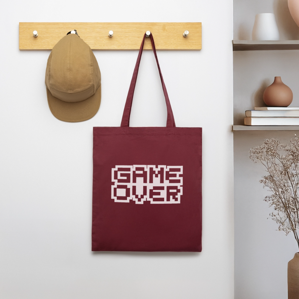 "GAME OVER"-Retro, Stoffbeutel aus Bio-Baumwolle - burgundy