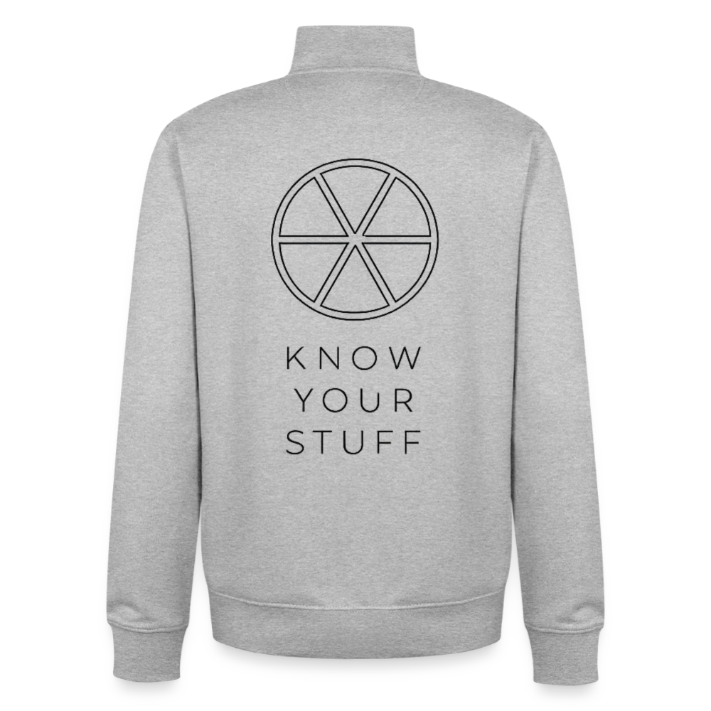 Know your Stuff, unisex Sweatshirt-Jacke aus Bio-Baumwollgemisch - heather grey
