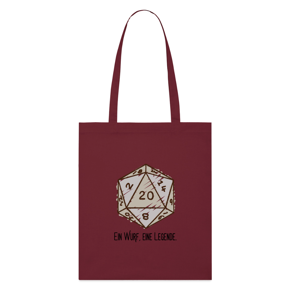 D20-Legende, Stoffbeutel aus Bio-Baumwolle - burgundy