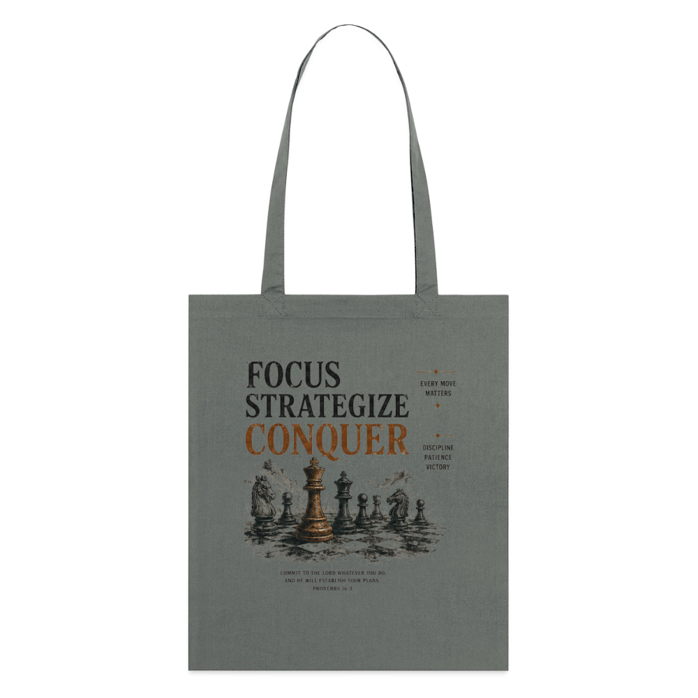 Focus. Strategize. Conquer. Stoffbeutel aus Bio-Baumwolle - Anthrazit