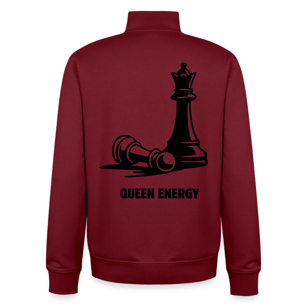 Ein Zug. Eine klare Sache. Unisex Sweatshirt-Jacke aus Bio-Baumwollgemisch - burgundy