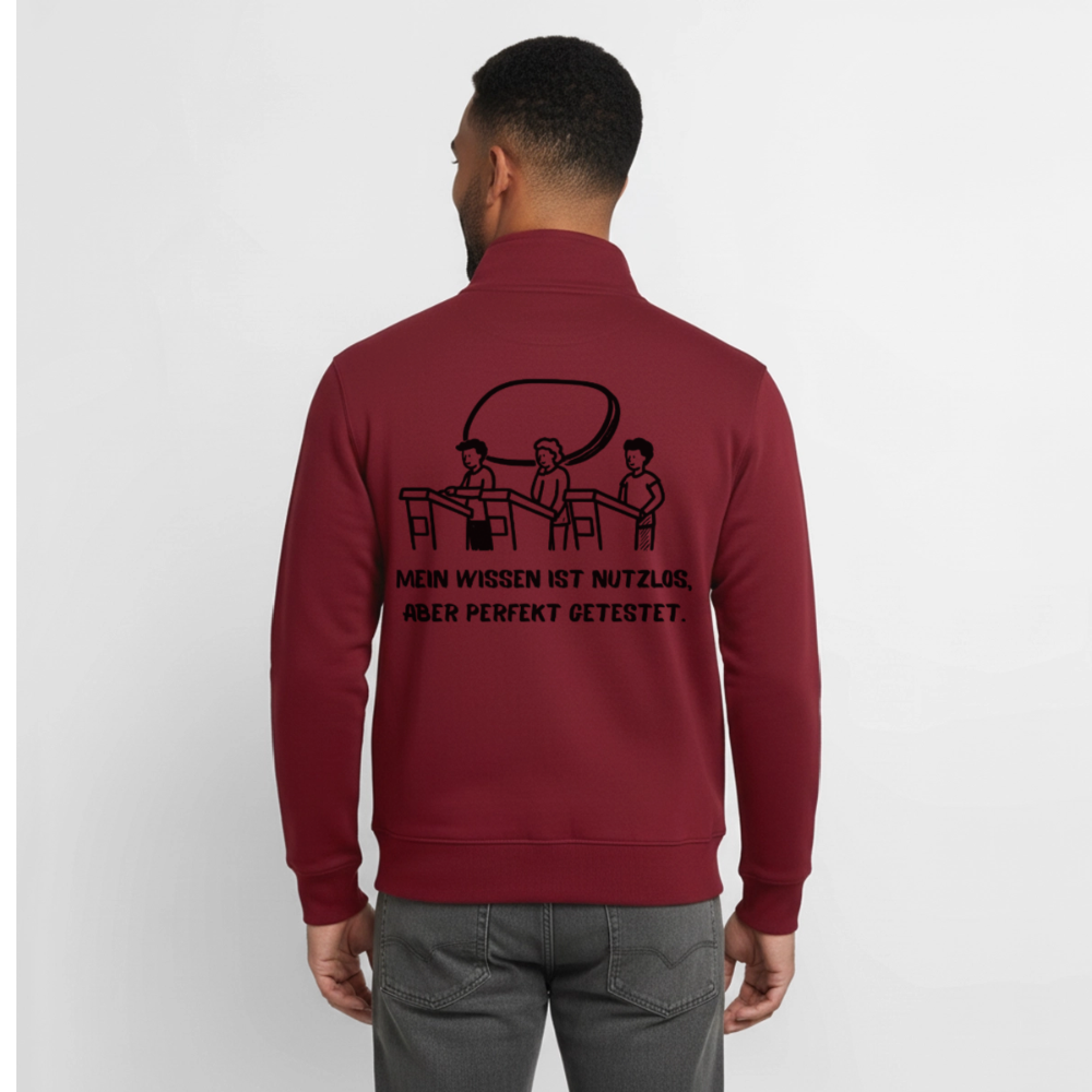 Quiz-Nerd, unisex Sweatshirt-Jacke, aus Bio-Baumwollgemisch - burgundy