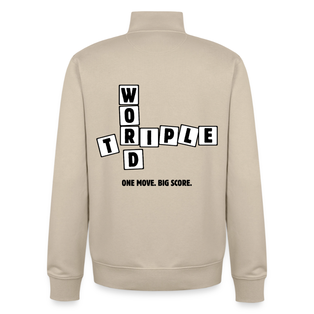Every Letter Counts, unisex Sweatshirt-Jacke aus Bio-Baumwollgemisch - desert dust
