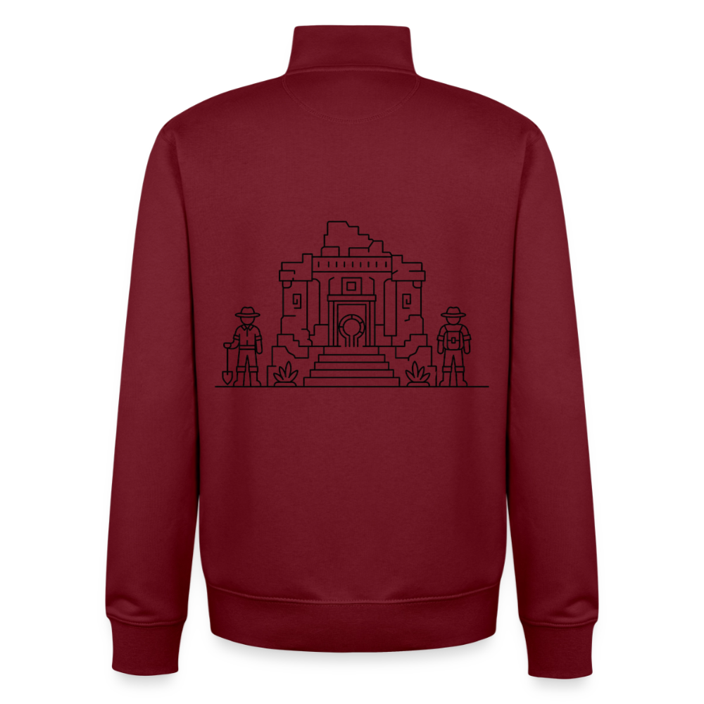 Hidden Ruins, unisex Sweatshirt-Jacke aus Bio-Baumwollgemisch - burgundy