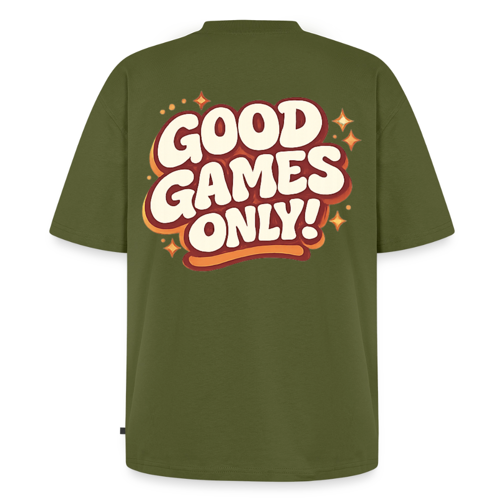Good Games Only, Oversized unisex T-Shirt aus Bio-Baumwolle - Khaki