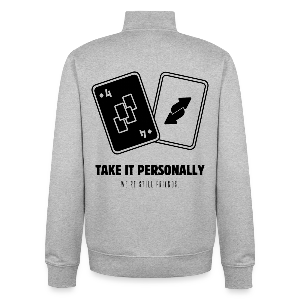 Draw Four – We’re Still Friends, unisex Sweatshirt-Jacke aus Bio-Baumwollgemisch - heather grey