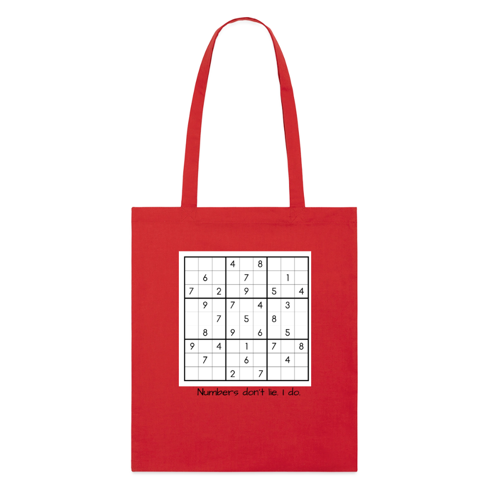 Sudoku Liar, Stoffbeutel aus Bio-Baumwolle - red