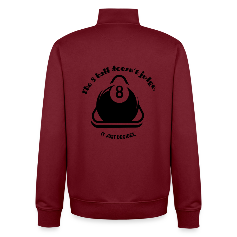 8-Ball Decides, unisex Sweatshirt-Jacke aus Bio-Baumwollgemisch - burgundy