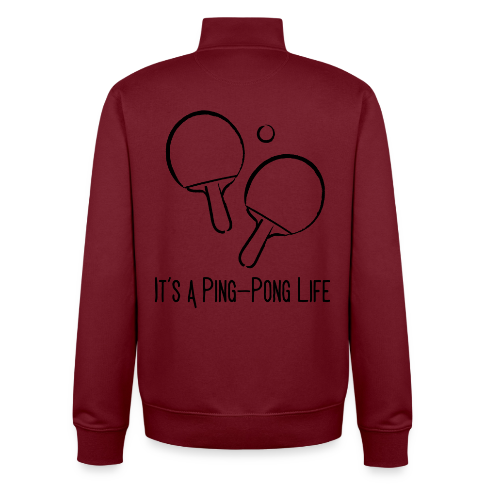Ping-Pong Life, unisex Sweatshirt-Jacke aus Bio-Baumwollgemisch - burgundy