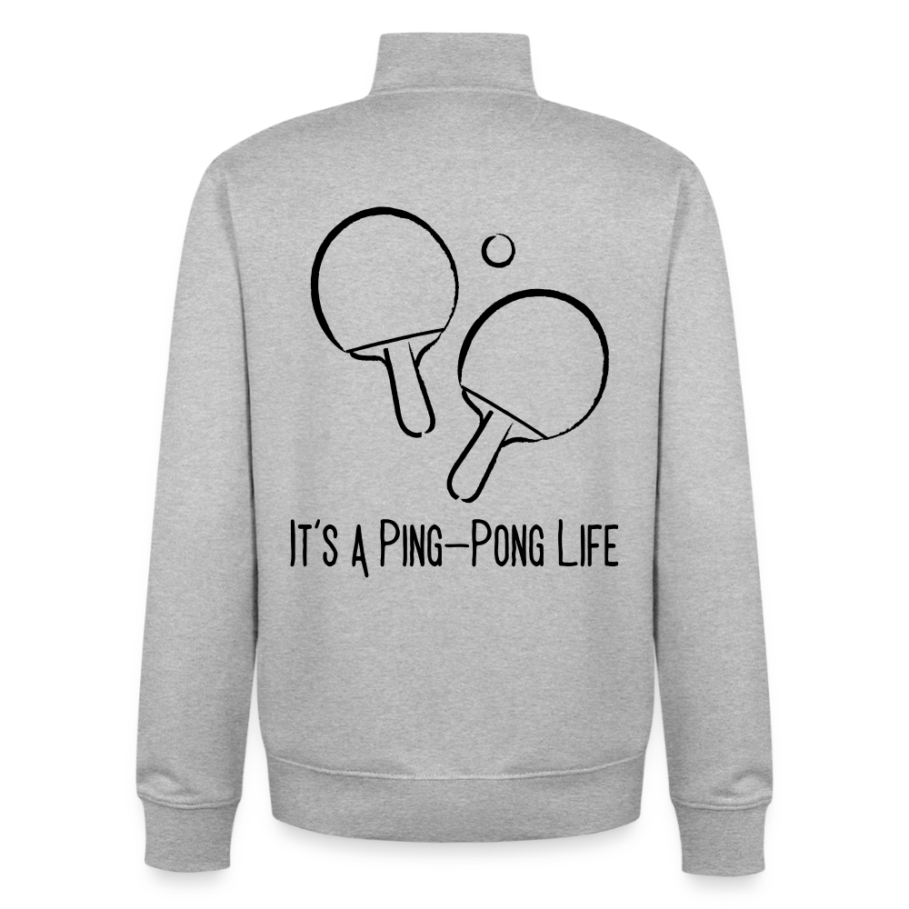 Ping-Pong Life, unisex Sweatshirt-Jacke aus Bio-Baumwollgemisch - heather grey