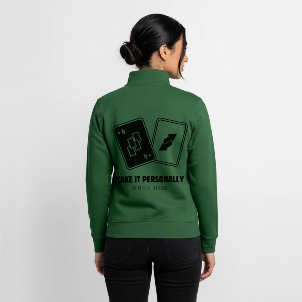 Draw Four – We’re Still Friends, unisex Sweatshirt-Jacke aus Bio-Baumwollgemisch - bottle green