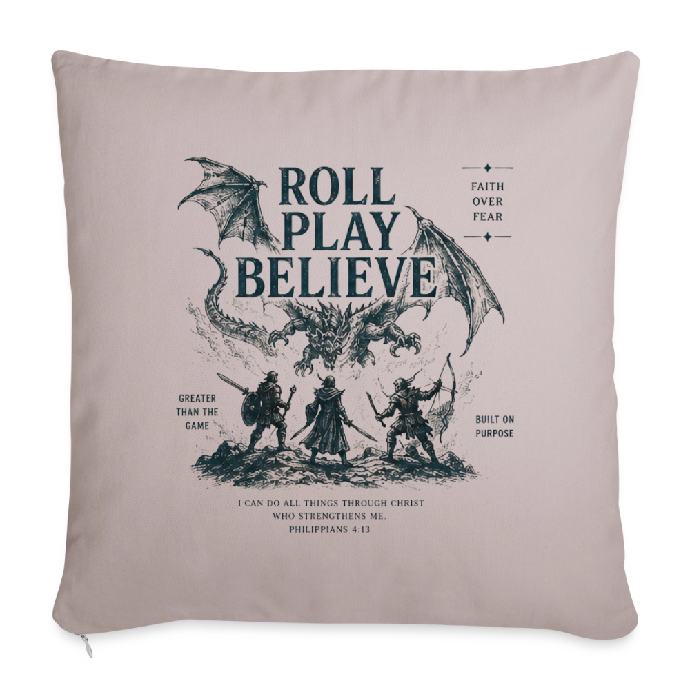 Roll. Play. Believe. - Sofakissen mit Füllung 44 x 44 cm - helles Taupe