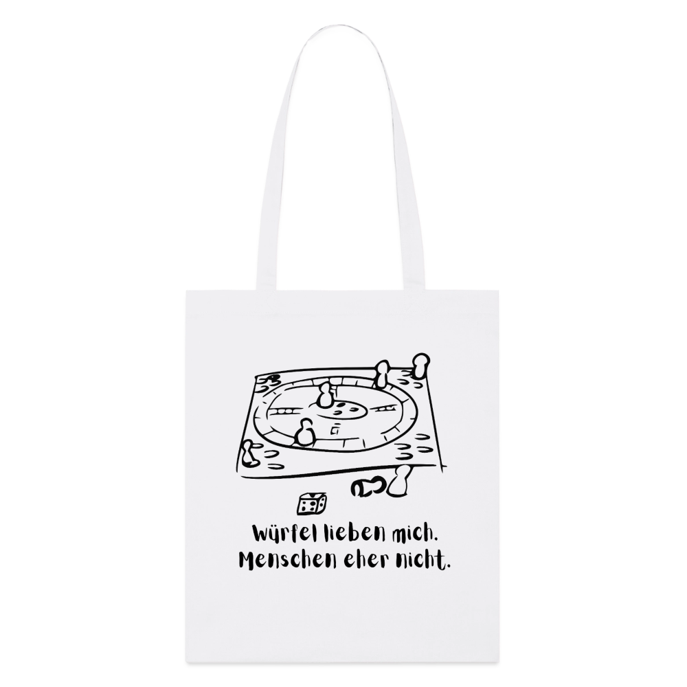 Würfel-Liebe. Stoffbeutel aus Bio-Baumwolle - white