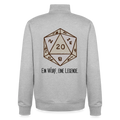 D20-Legende, unisex Sweatshirt-Jacke aus Bio-Baumwollgemisch - heather grey
