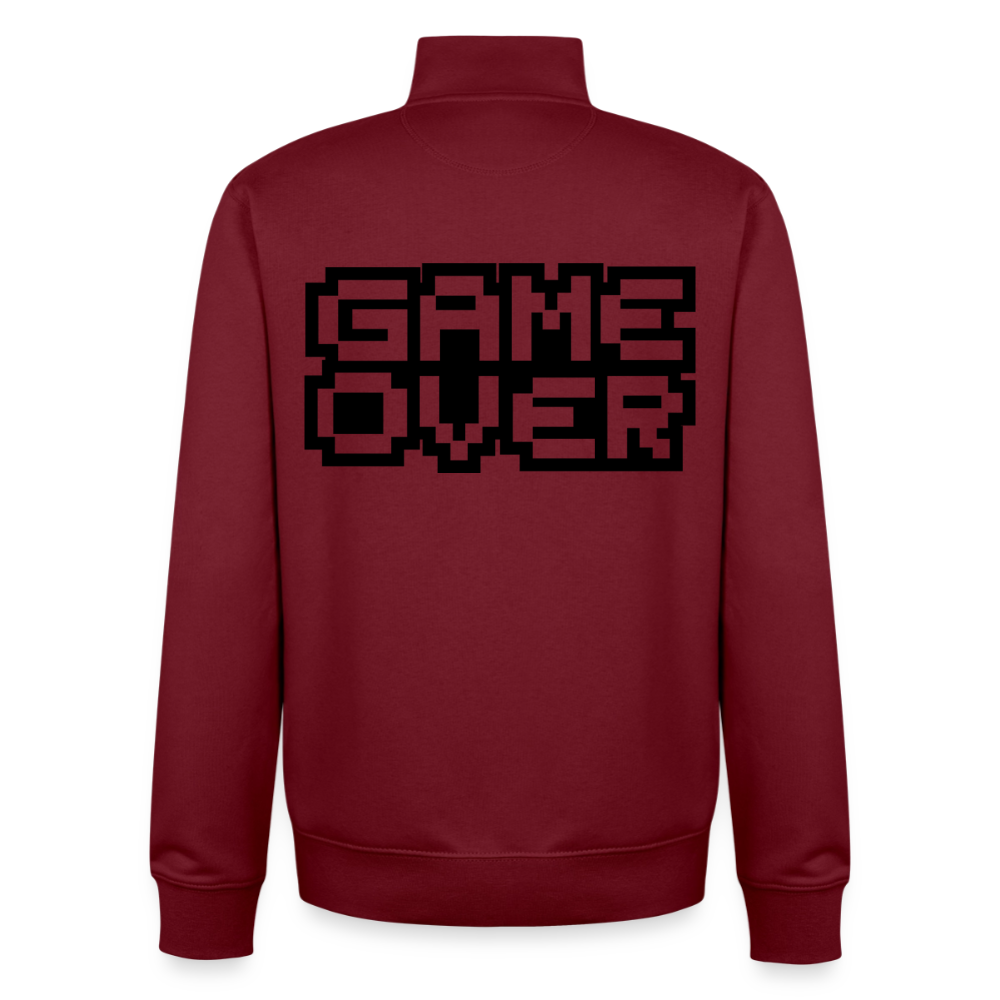 "GAME OVER"-Retro, unisex Sweatshirt-Jacke aus Bio-Baumwollgemisch - burgundy