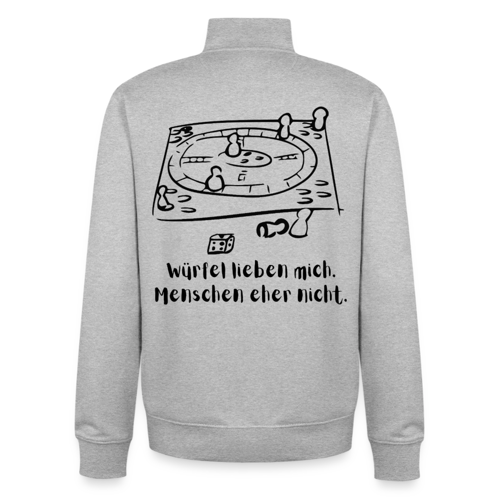 Würfel-Liebe , unisex Sweatshirt-Jacke aus Bio-Baumwollgemisch - heather grey