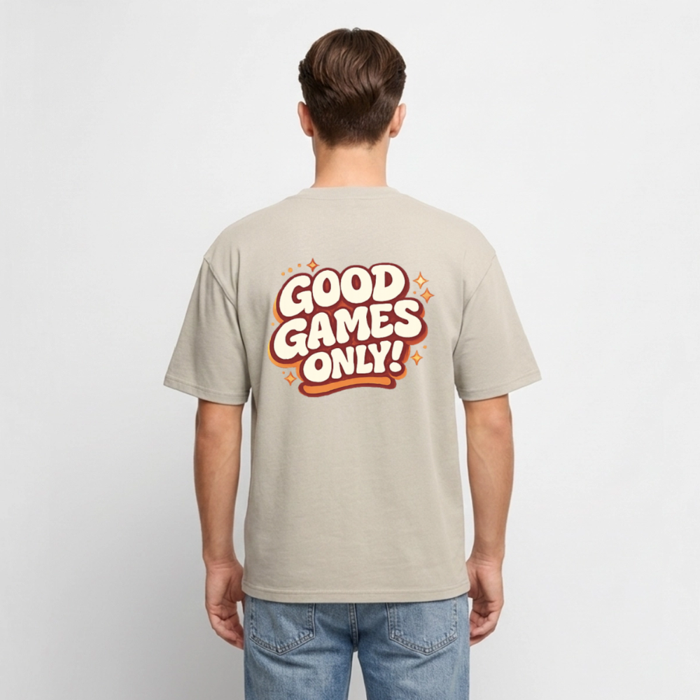 Good Games Only, Oversized unisex T-Shirt aus Bio-Baumwolle - Beige