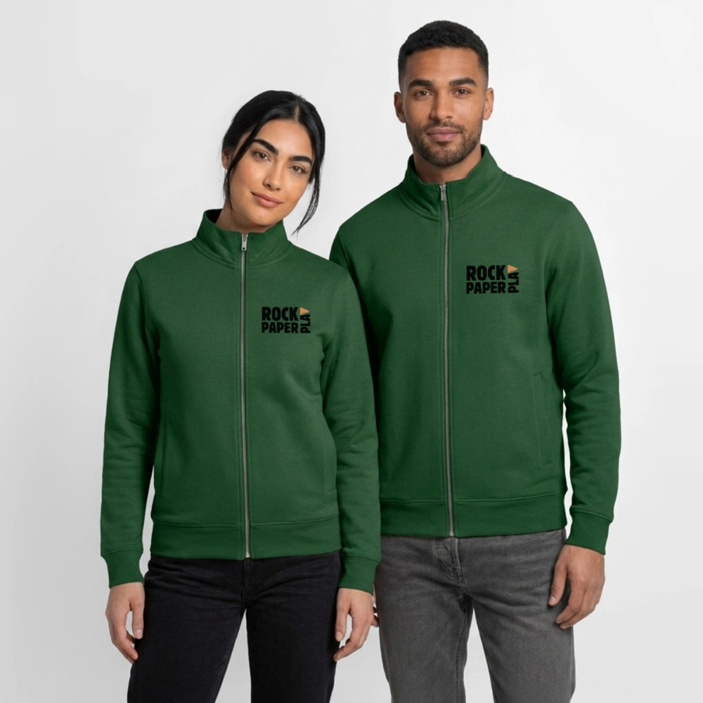 Erste Strategie, unisex Sweatshirt-Jacke aus Bio-Baumwollgemisch - bottle green