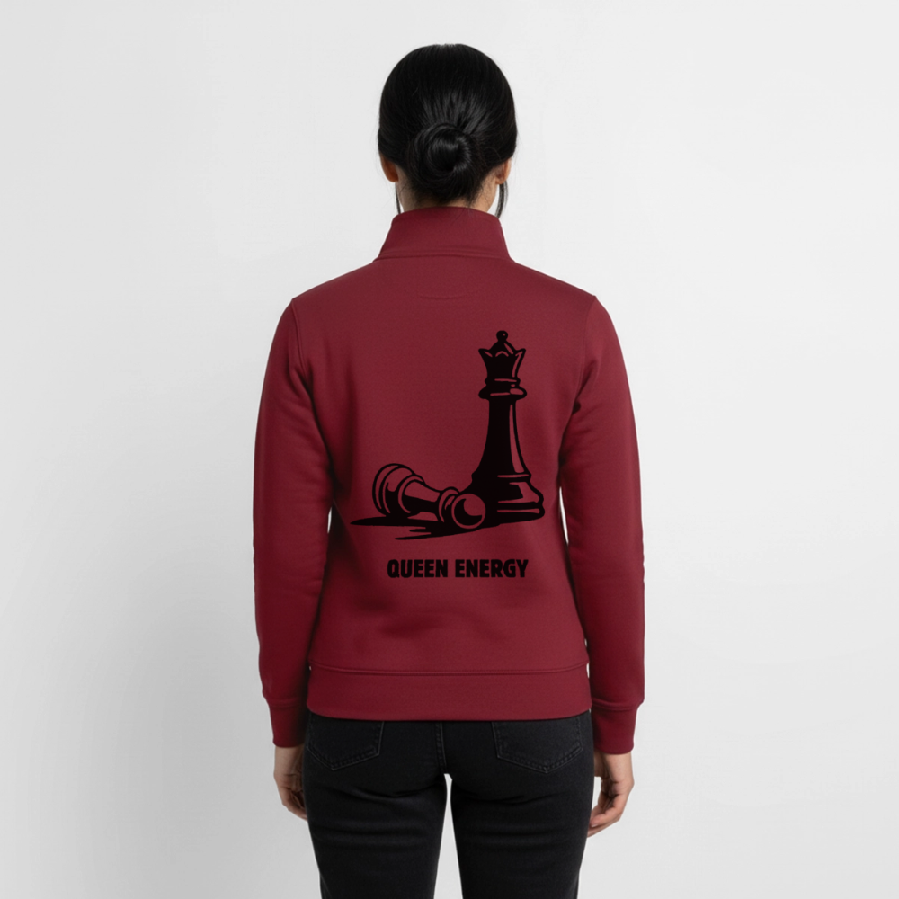 Ein Zug. Eine klare Sache. Unisex Sweatshirt-Jacke aus Bio-Baumwollgemisch - burgundy