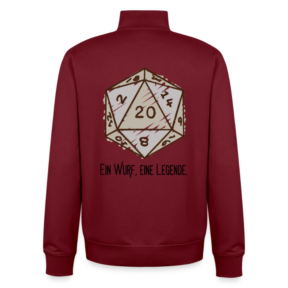 D20-Legende, unisex Sweatshirt-Jacke aus Bio-Baumwollgemisch - burgundy