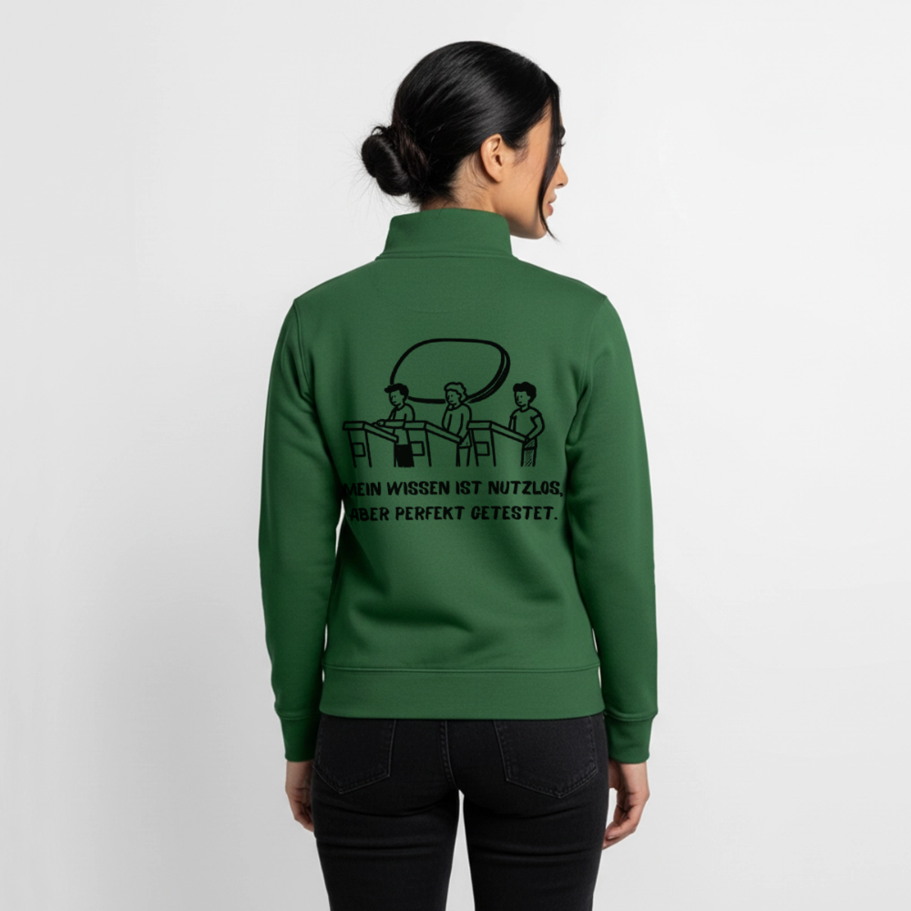 Quiz-Nerd, unisex Sweatshirt-Jacke, aus Bio-Baumwollgemisch - bottle green