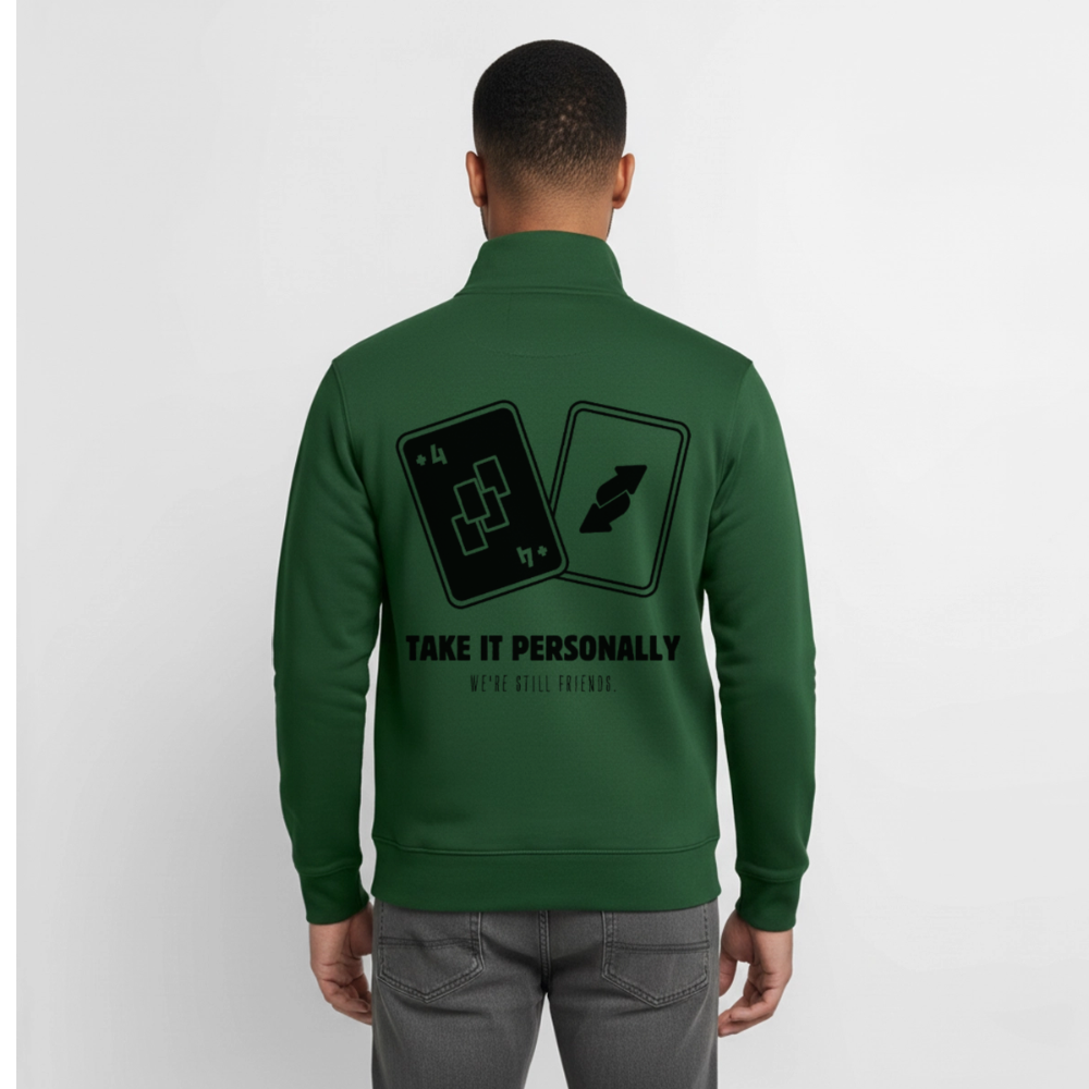 Draw Four – We’re Still Friends, unisex Sweatshirt-Jacke aus Bio-Baumwollgemisch - bottle green