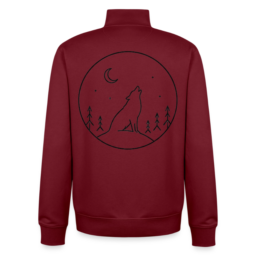 Trust No One, unisex Sweatshirt-Jacke aus Bio-Baumwollgemisch - burgundy