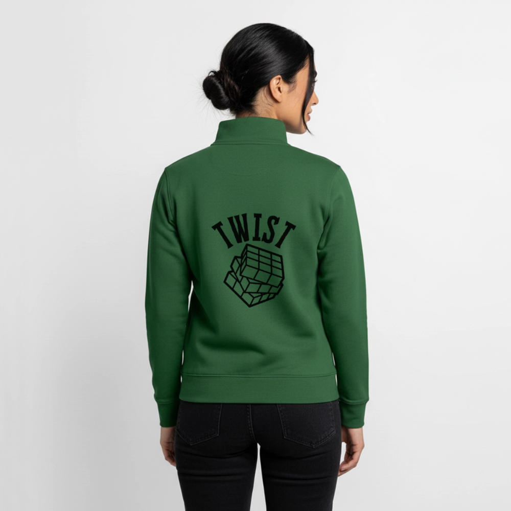 Zauberwürfel-Twist, unisex Sweatshirt-Jacke aus Bio-Baumwollgemisch - bottle green