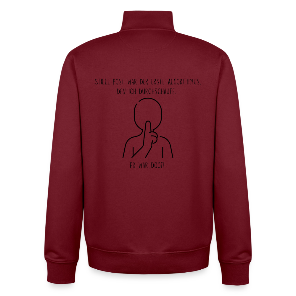 Stille-Post-Algorithmus, unisex Sweatshirt-Jacke aus Bio-Baumwollgemisch - burgundy