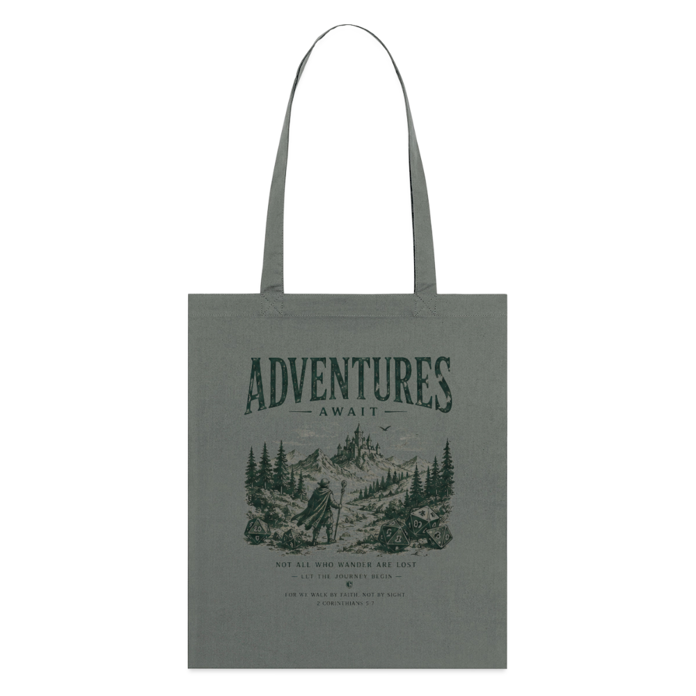 Adventures Await, Stoffbeutel aus Bio-Baumwolle - Anthrazit