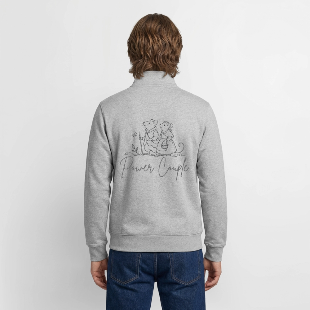 Power Couple, unisex Sweatshirt-Jacke aus Bio-Baumwollgemisch - heather grey