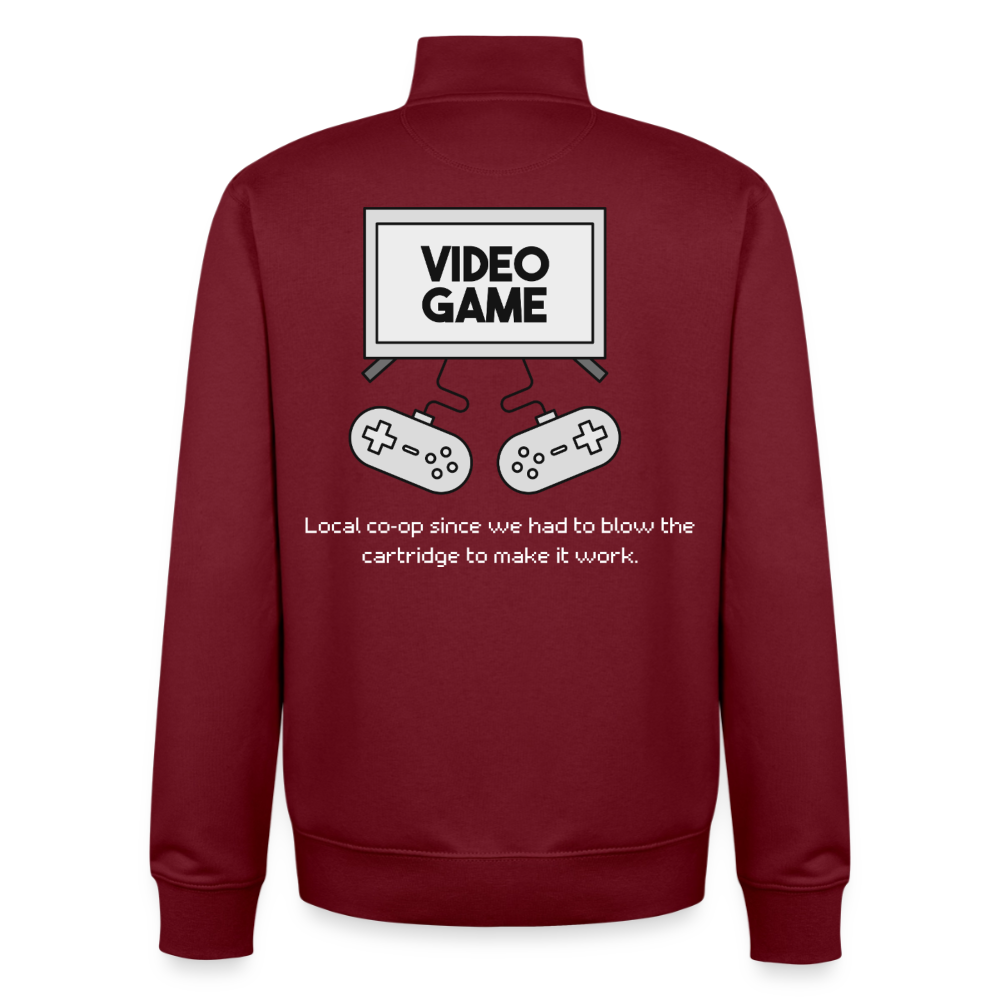 Blow the Cartridge, unisex Sweatshirt-Zipper aus Bio-Baumwollgemisch - burgundy
