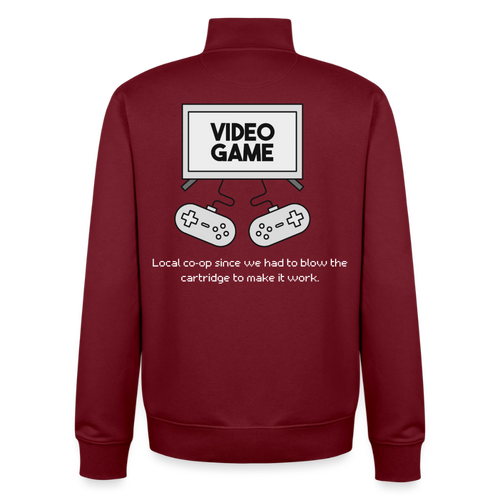 Blow the Cartridge, unisex Sweatshirt-Zipper aus Bio-Baumwollgemisch - burgundy